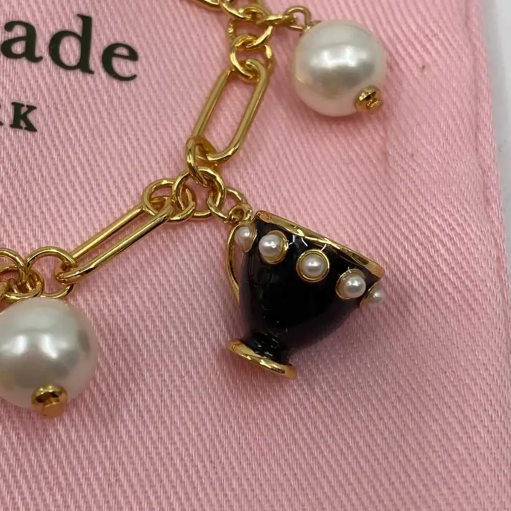 Kate Spade Gold Black Tea Time Teacup Charm Bracelet | OS - Picture 8 of 8